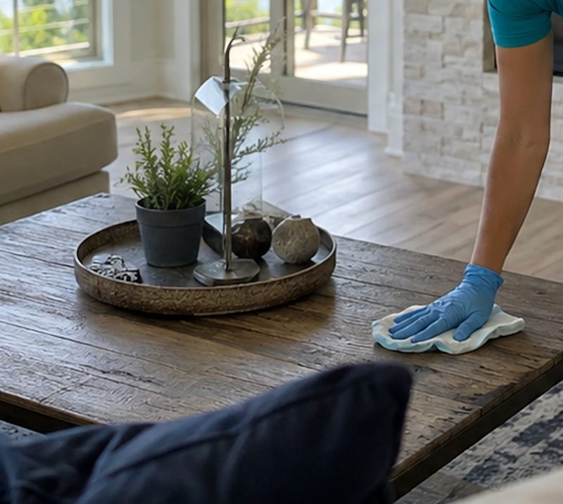 Clean lake house interior